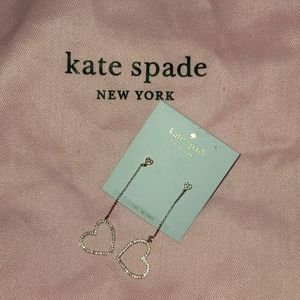 Kate spade Rose gold drop heart earrings